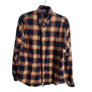 Lands' End Traditional Fit Autumnal Plaid Flannel Shirt Shacket Size L